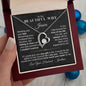 Heart-shaped pendant with cubic zirconia in center on silver necklace with personalized message To My Beautiful Wife