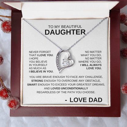 To My Beautiful Daughter - Forever Love Necklace BW