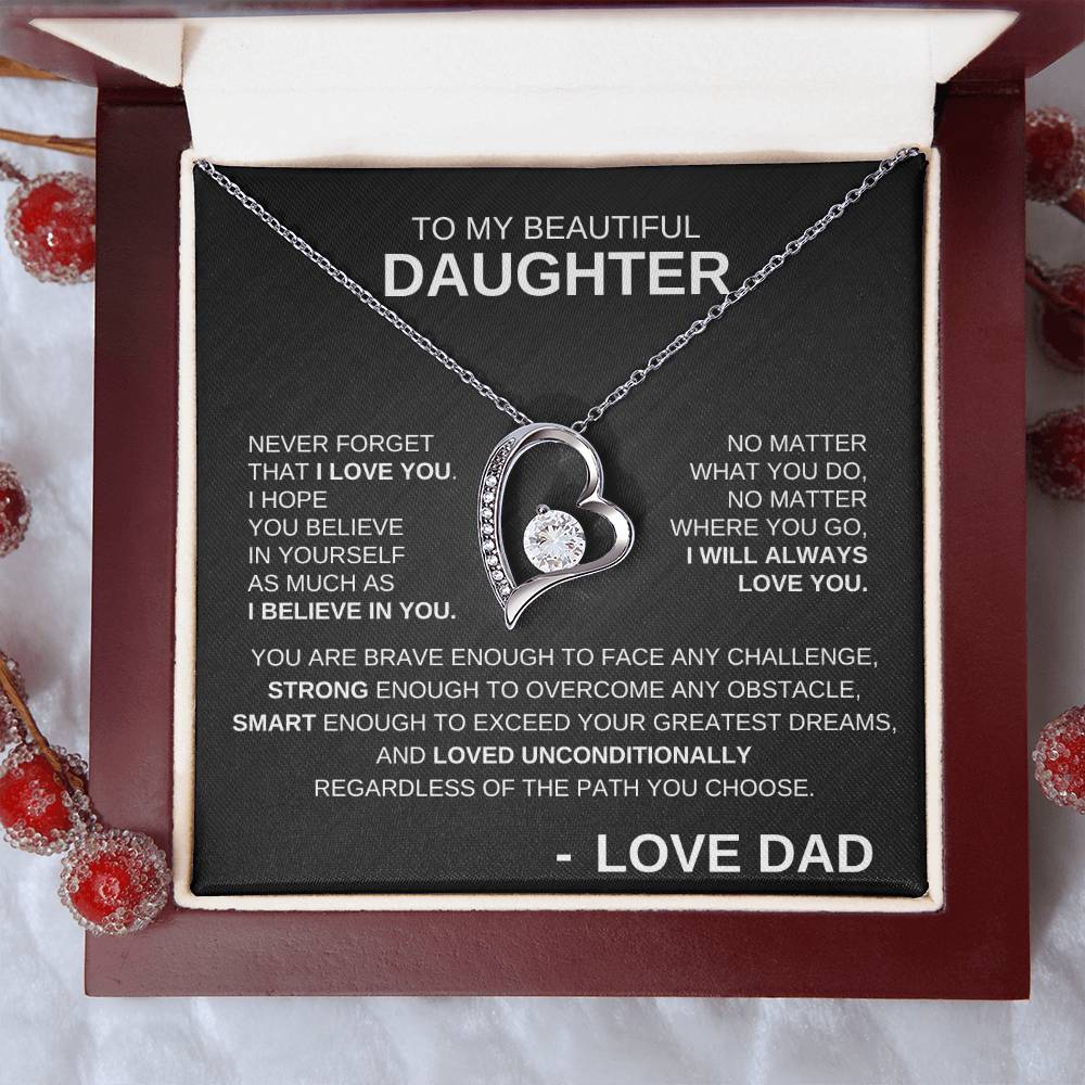 To My Beautiful Daughter - Forever Love Necklace WB Lines