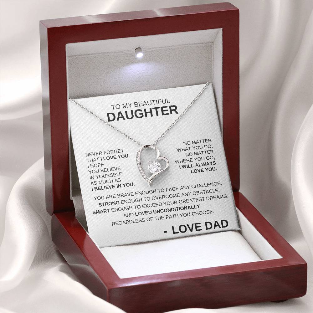 To My Beautiful Daughter - Forever Love Necklace BW