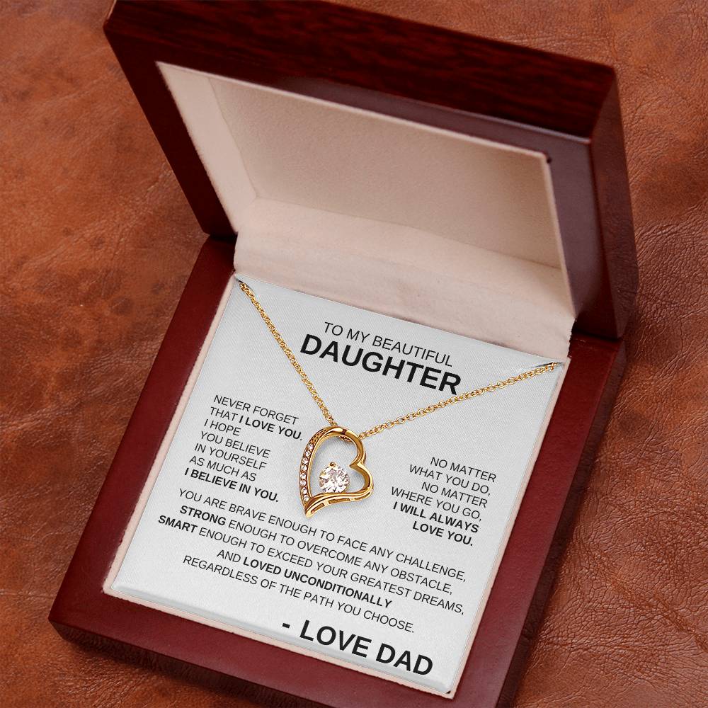 To My Beautiful Daughter - Forever Love Necklace BW