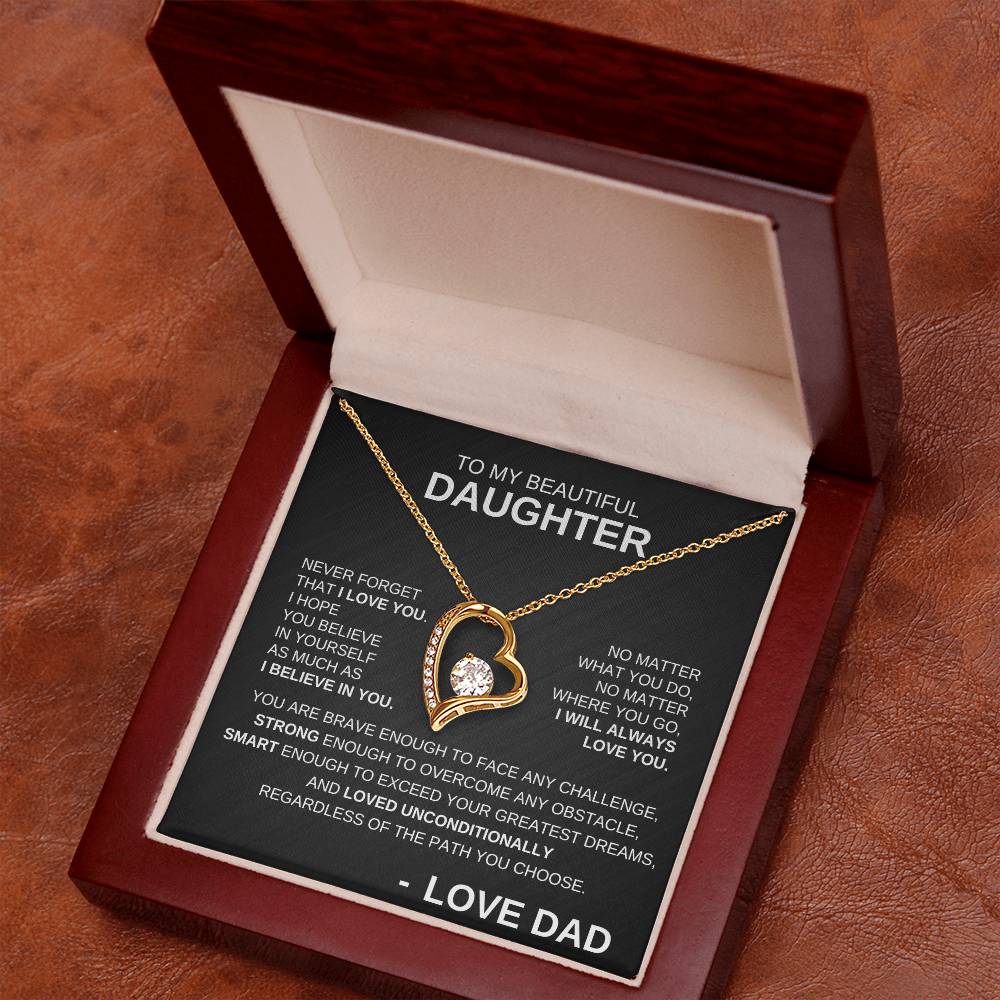 To My Beautiful Daughter - Forever Love Necklace WB Lines