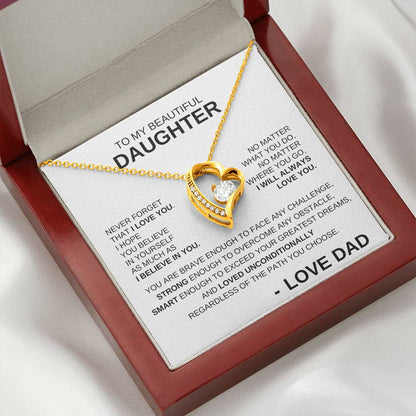 To My Beautiful Daughter - Forever Love Necklace BW