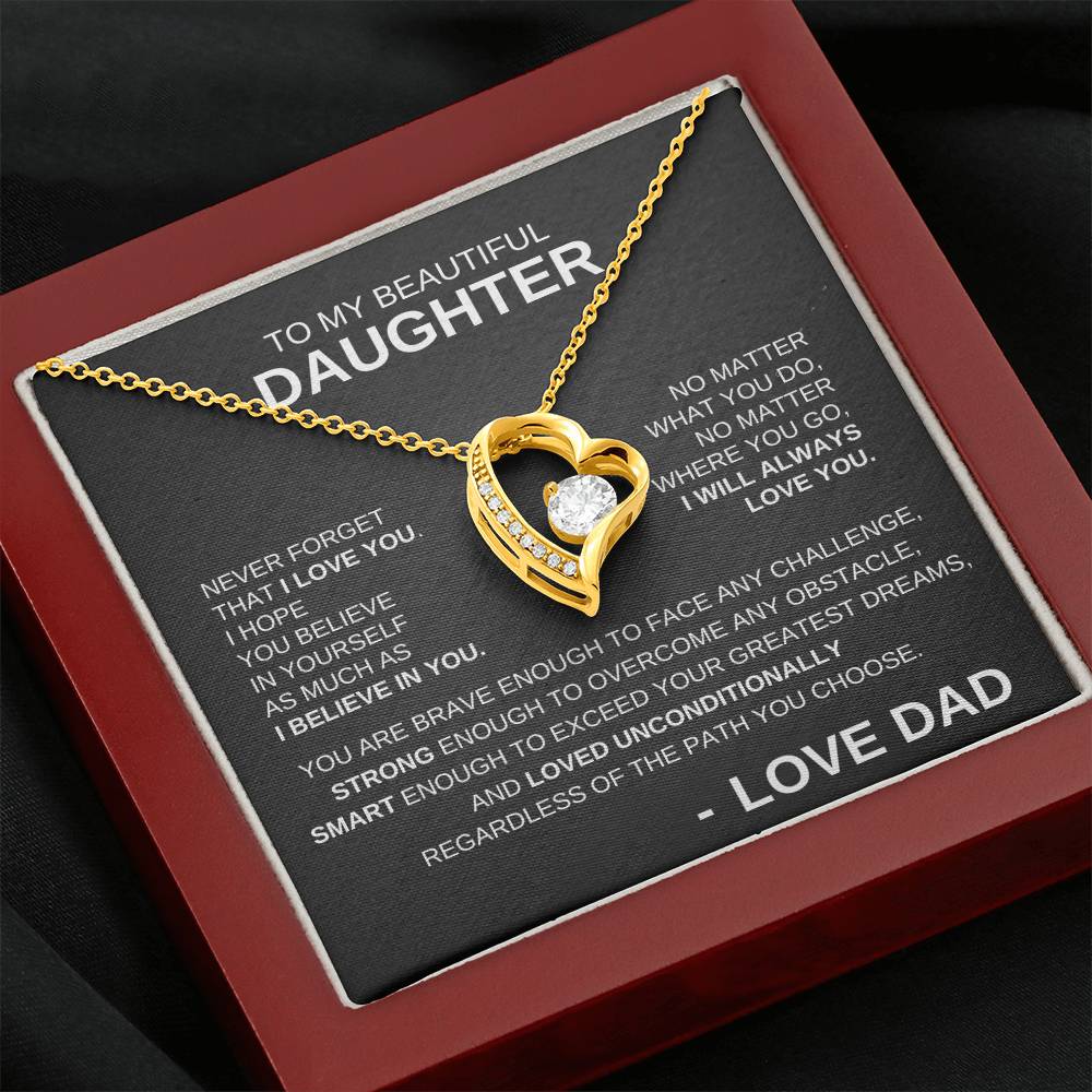 To My Beautiful Daughter - Forever Love Necklace WB Lines