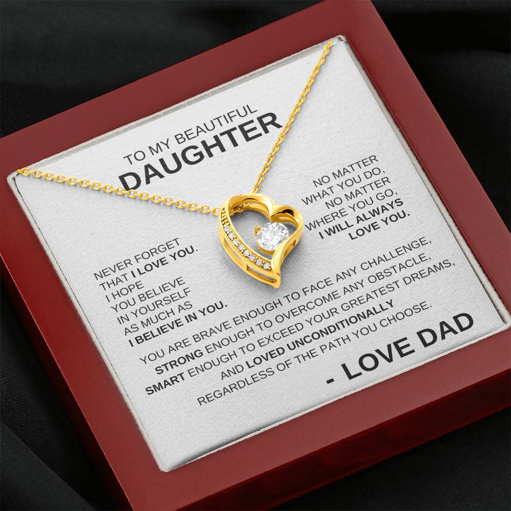 To My Beautiful Daughter - Forever Love Necklace BW