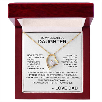 To My Beautiful Daughter - Forever Love Necklace BW