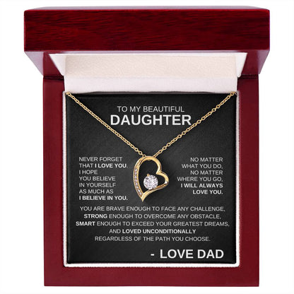 To My Beautiful Daughter - Forever Love Necklace WB Lines