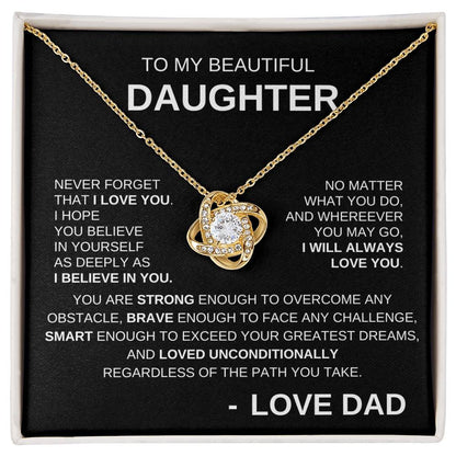 To My Beautiful Daughter - Love Knot Necklace WB