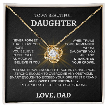 To My Beautiful Daughter - Love Knot Necklace WBST Lines