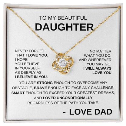 To My Beautiful Daughter - Love Knot Necklace BW