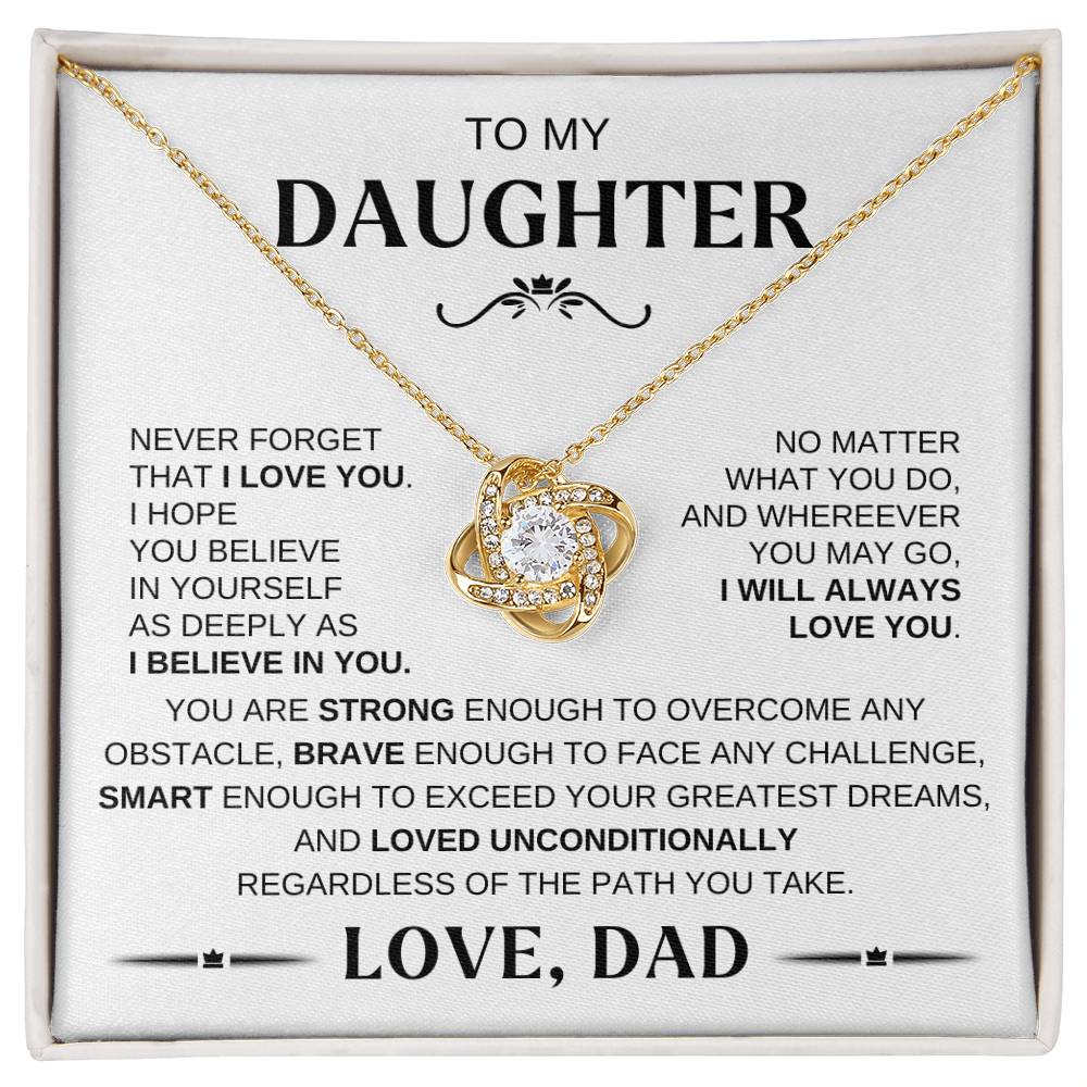 To My Daughter - Love Knot Necklace BW Conf