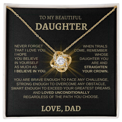 To My Beautiful Daughter - Love Knot Necklace STGB