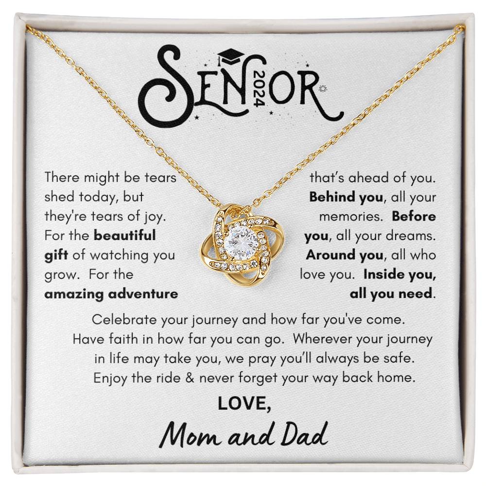 Senior 2024 Graduation - Loveknot Necklace from Mom and Dad BW2