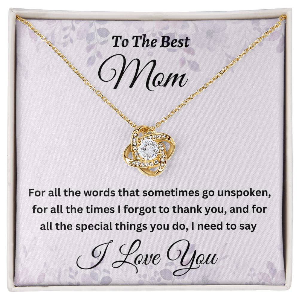 To My Mom Necklace, Mother's Day, Love Knot, I Love You