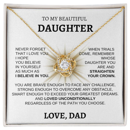 To My Beautiful Daughter - Love Knot Necklace BWST