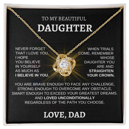 To My Beautiful Daughter - Love Knot Necklace WBST