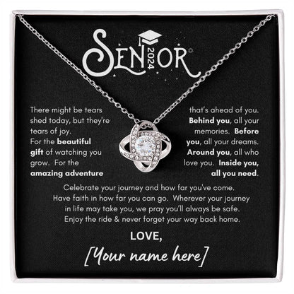 2024 Senior Graduate Love Knot Necklace - WB Custom Signature