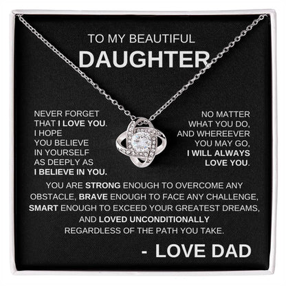 To My Beautiful Daughter - Love Knot Necklace WB