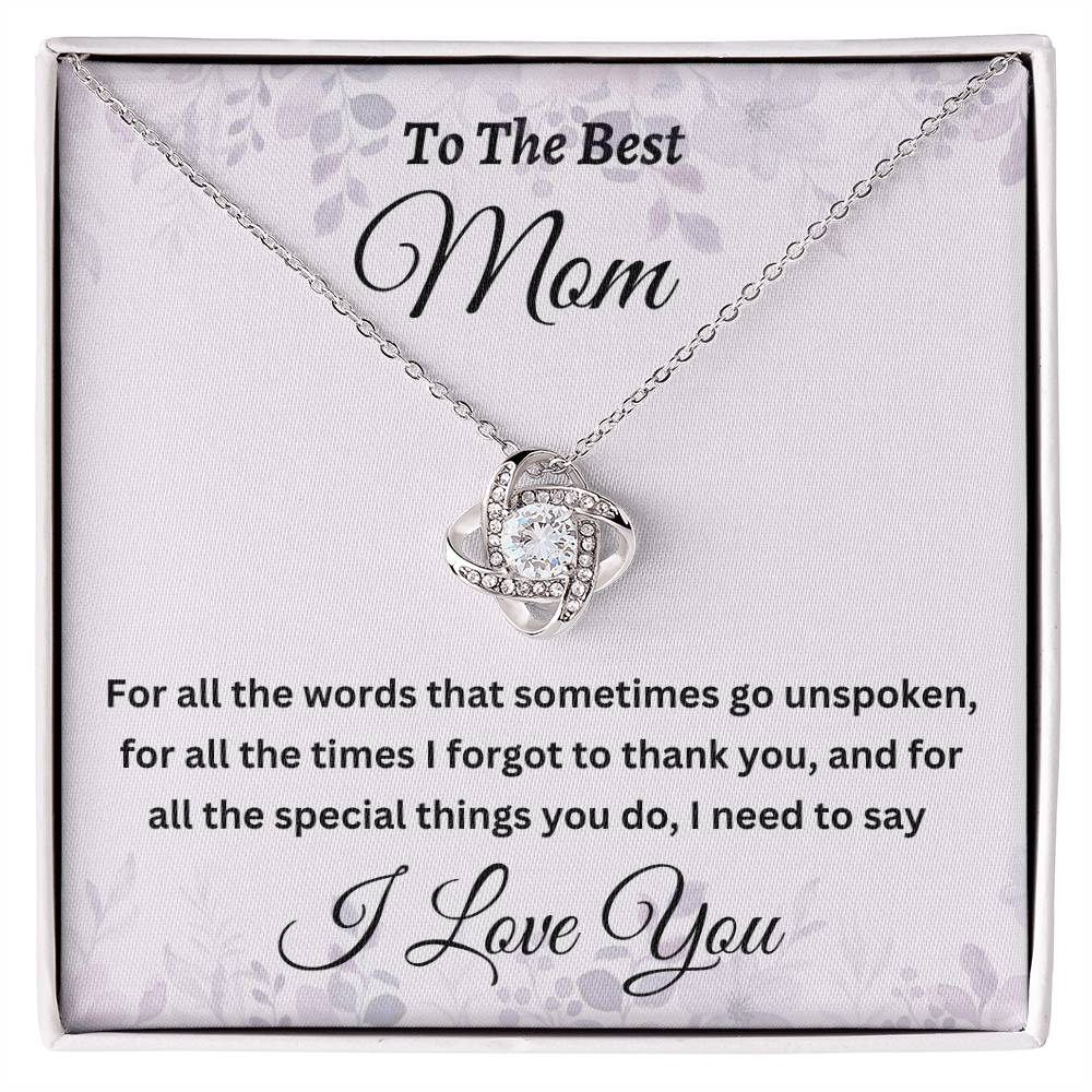 To My Mom Necklace, Mother's Day, Love Knot, I Love You