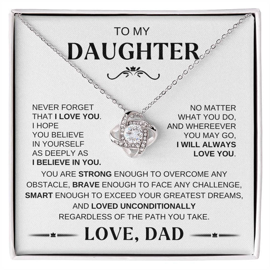 To My Daughter - Love Knot Necklace BW Conf