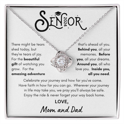 Senior 2024 Graduation - Loveknot Necklace from Mom and Dad BW2