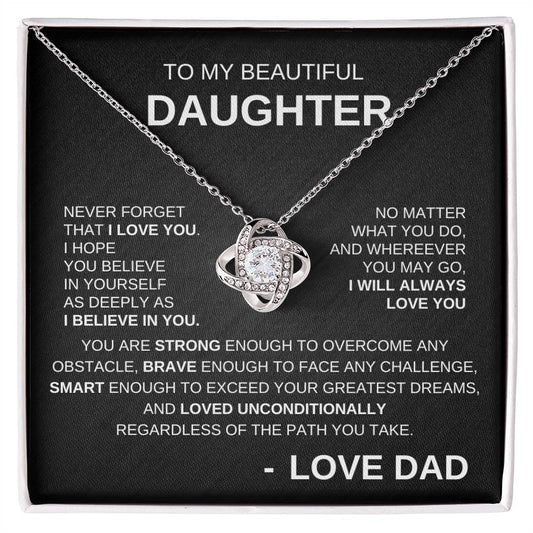 To My Beautiful Daughter - Love Knot Necklace WB Lines