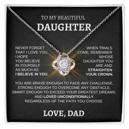 To My Beautiful Daughter - Love Knot Necklace WBST Lines