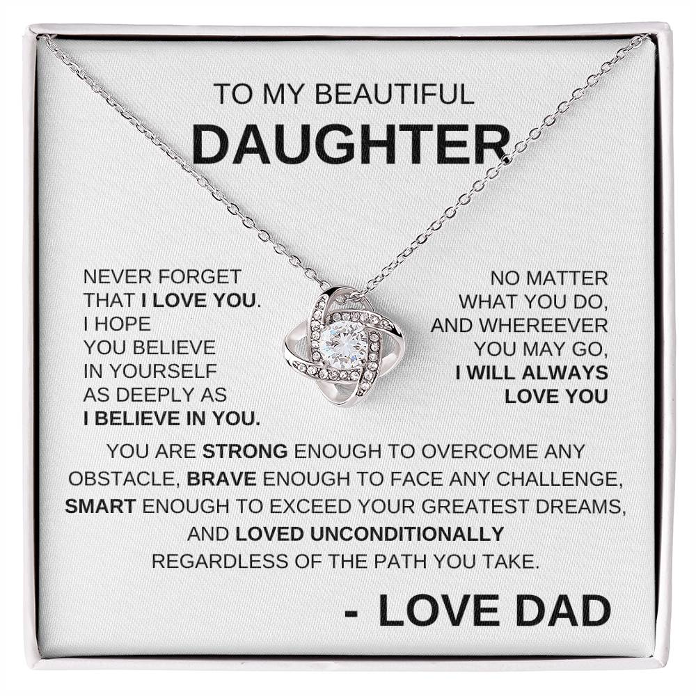 To My Beautiful Daughter - Love Knot Necklace BW