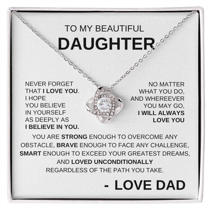 To My Beautiful Daughter - Love Knot Necklace BW