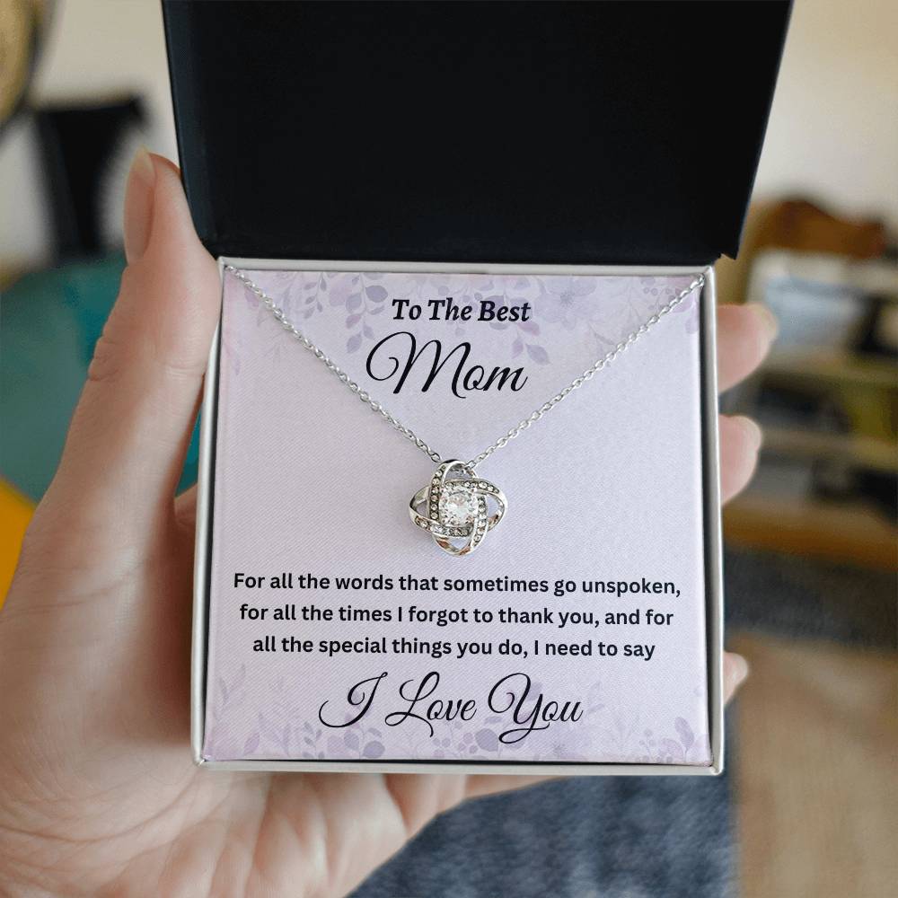 To My Mom Necklace, Mother's Day, Love Knot, I Love You