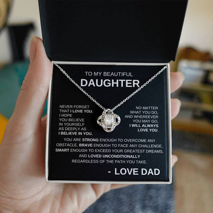 To My Beautiful Daughter - Love Knot Necklace WB