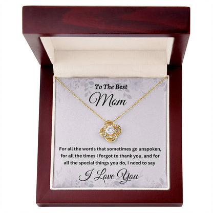 To My Mom Necklace, Mother's Day, Love Knot, I Love You