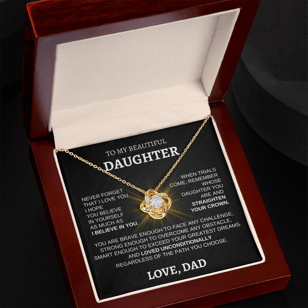 To My Beautiful Daughter - Love Knot Necklace WBST Lines