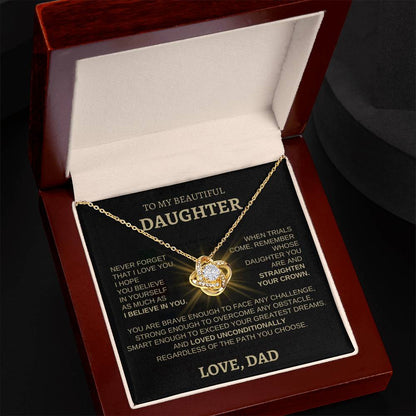 To My Beautiful Daughter - Love Knot Necklace STGB