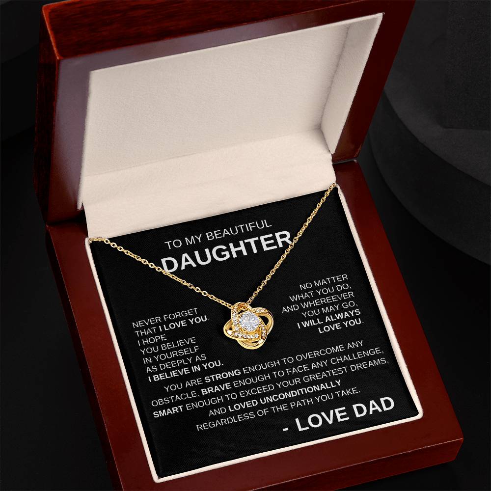 To My Beautiful Daughter - Love Knot Necklace WB