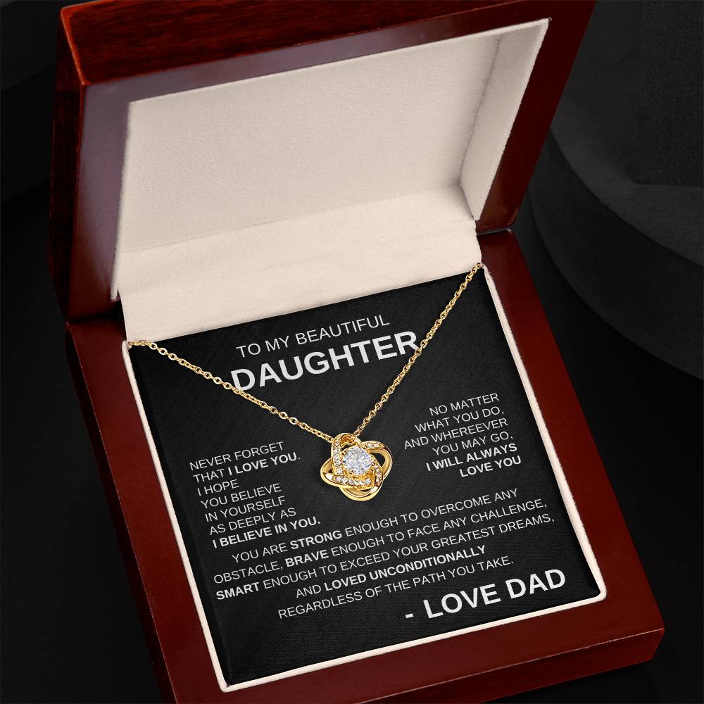 To My Beautiful Daughter - Love Knot Necklace WB Lines