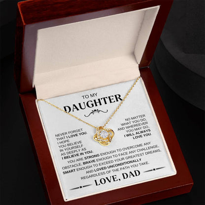 To My Daughter - Love Knot Necklace BW Conf