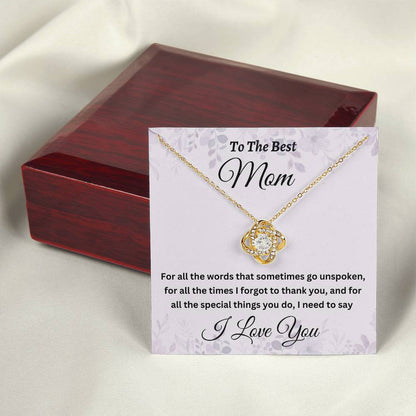 To My Mom Necklace, Mother's Day, Love Knot, I Love You