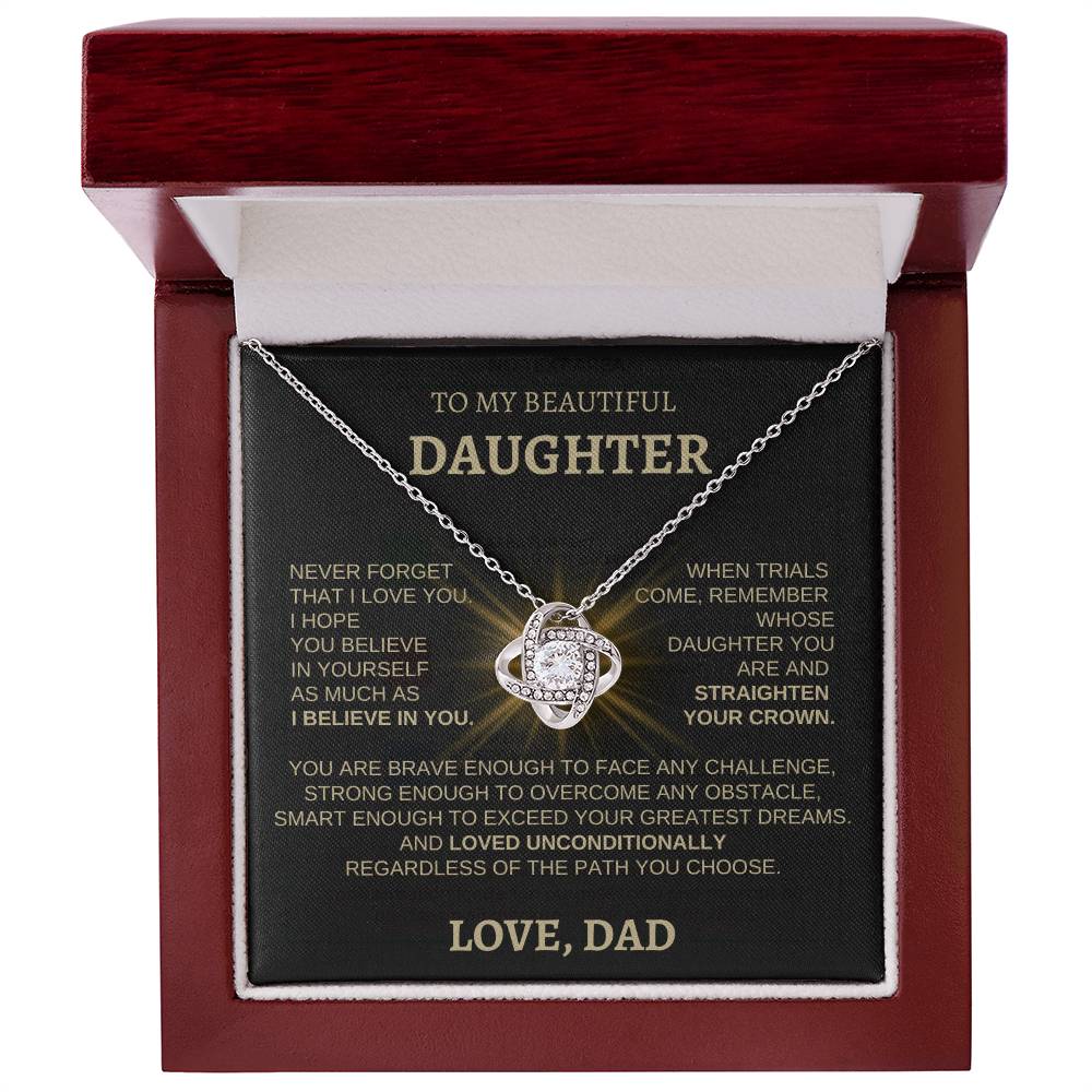 To My Beautiful Daughter - Love Knot Necklace STGB