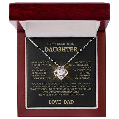 To My Beautiful Daughter - Love Knot Necklace STGB