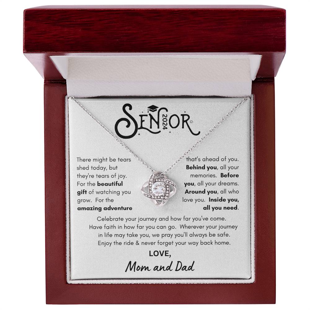 Senior 2024 Graduation - Loveknot Necklace from Mom and Dad BW2