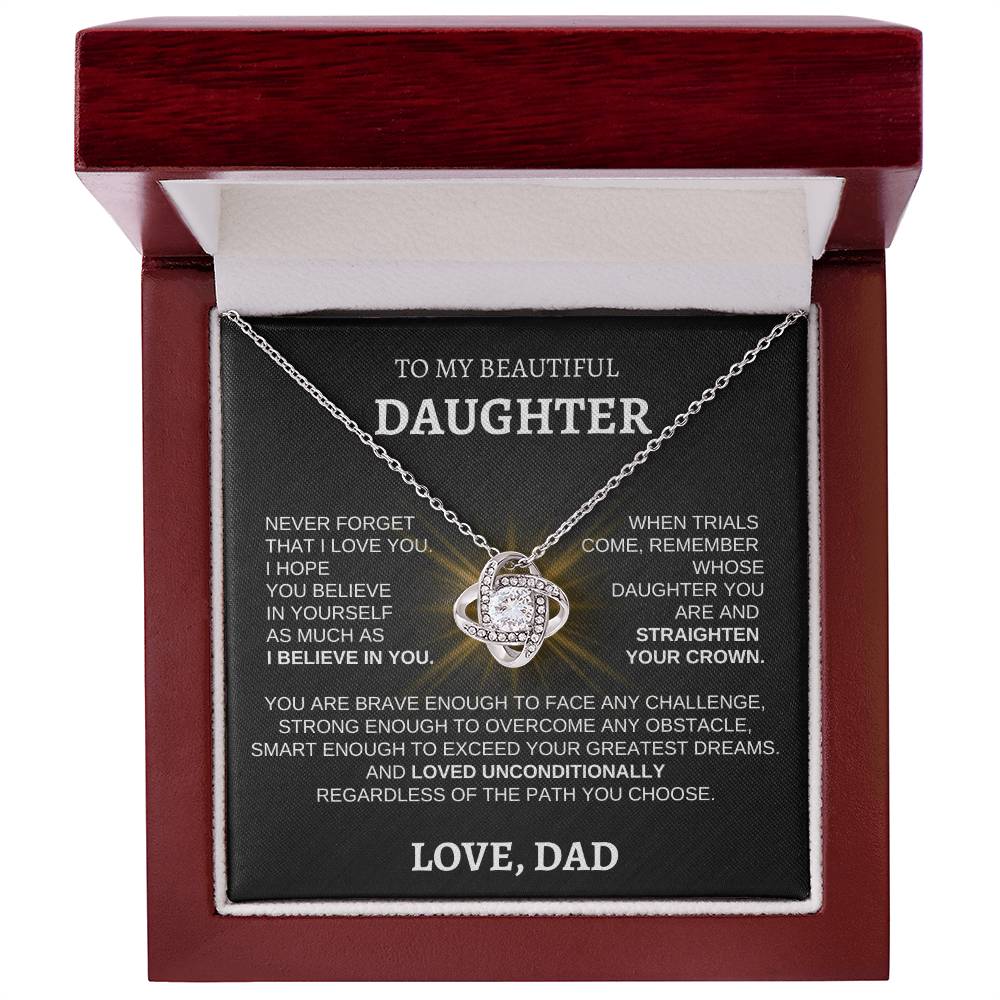 To My Beautiful Daughter - Love Knot Necklace WBST Lines