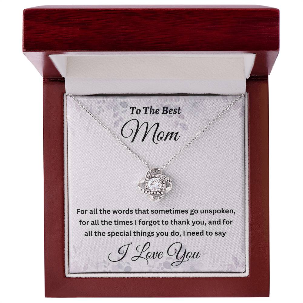 To My Mom Necklace, Mother's Day, Love Knot, I Love You