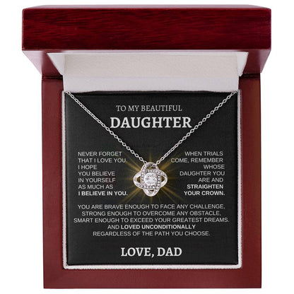 To My Beautiful Daughter - Love Knot Necklace WBST