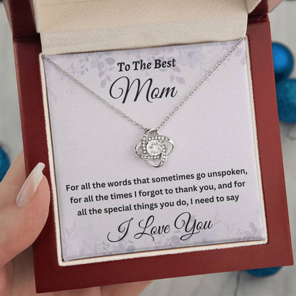 To My Mom Necklace, Mother's Day, Love Knot, I Love You