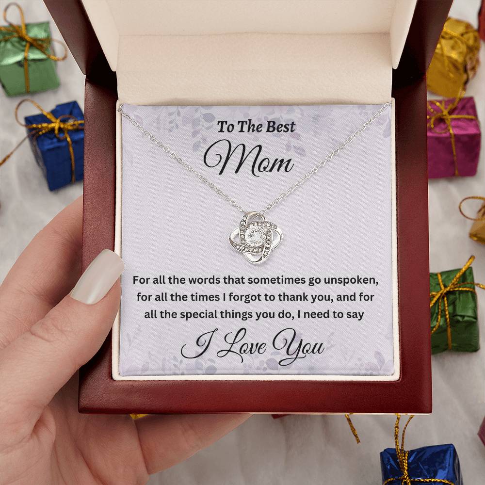 To My Mom Necklace, Mother's Day, Love Knot, I Love You