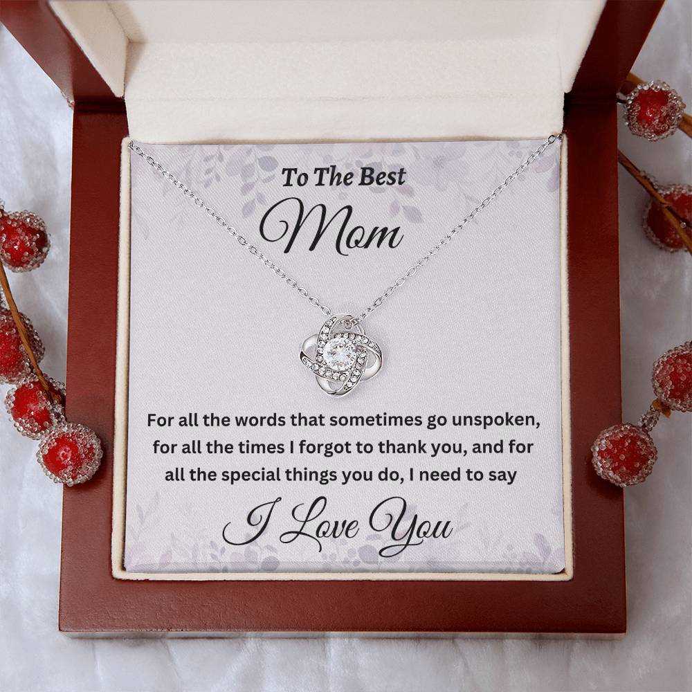 To My Mom Necklace, Mother's Day, Love Knot, I Love You