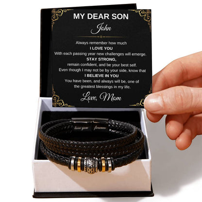 Personalized Bracelet for Son from Parents, Gift for Son on His Birthday, Grown Up Son Bracelet Gift, Christmas Gift for Son, Best Gift for Son, Gift for Son From Mom, From Dad, Love You Forever