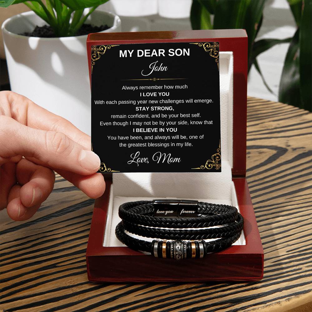 Personalized Bracelet for Son from Parents, Gift for Son on His Birthday, Grown Up Son Bracelet Gift, Christmas Gift for Son, Best Gift for Son, Gift for Son From Mom, From Dad, Love You Forever