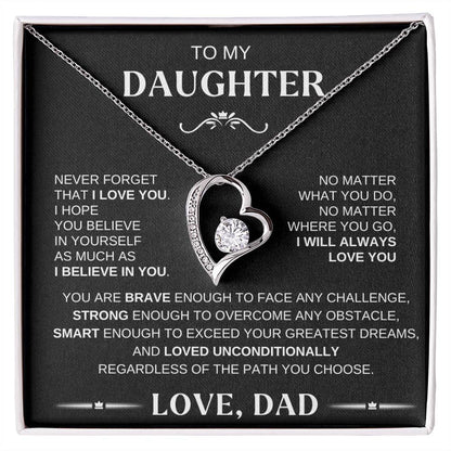 To My Daughter - Forever Love Necklace BW Conf